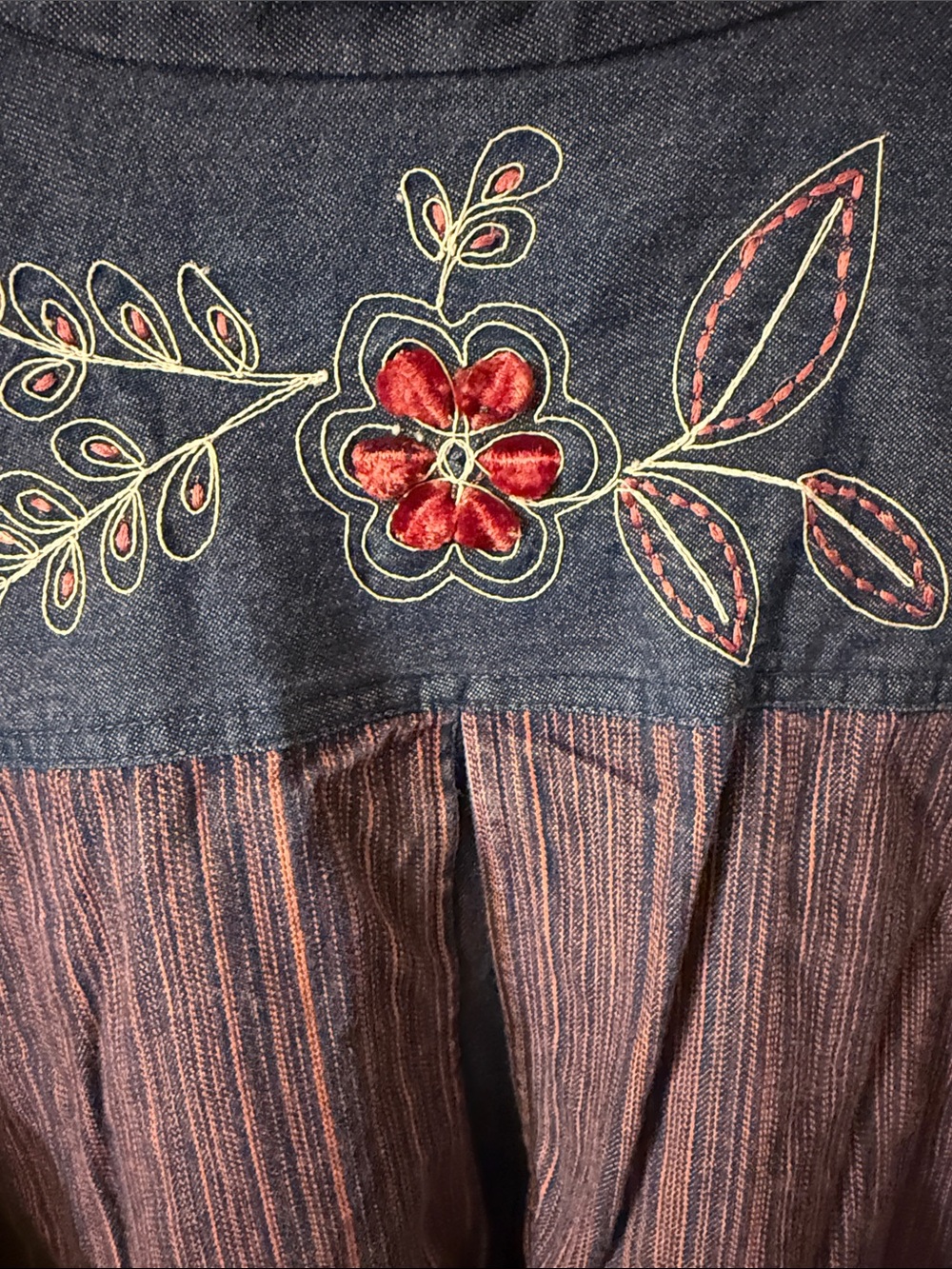 Vintage Liz & Me Embroidered Floral Button-Up Denim Shirt/jacket embroidered - Picture 8 of 9